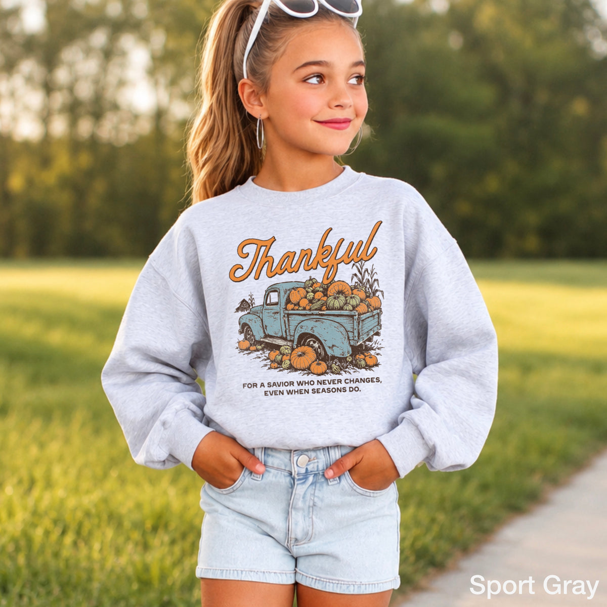 Thankful For A Savior Youth Crewneck Sweatshirt