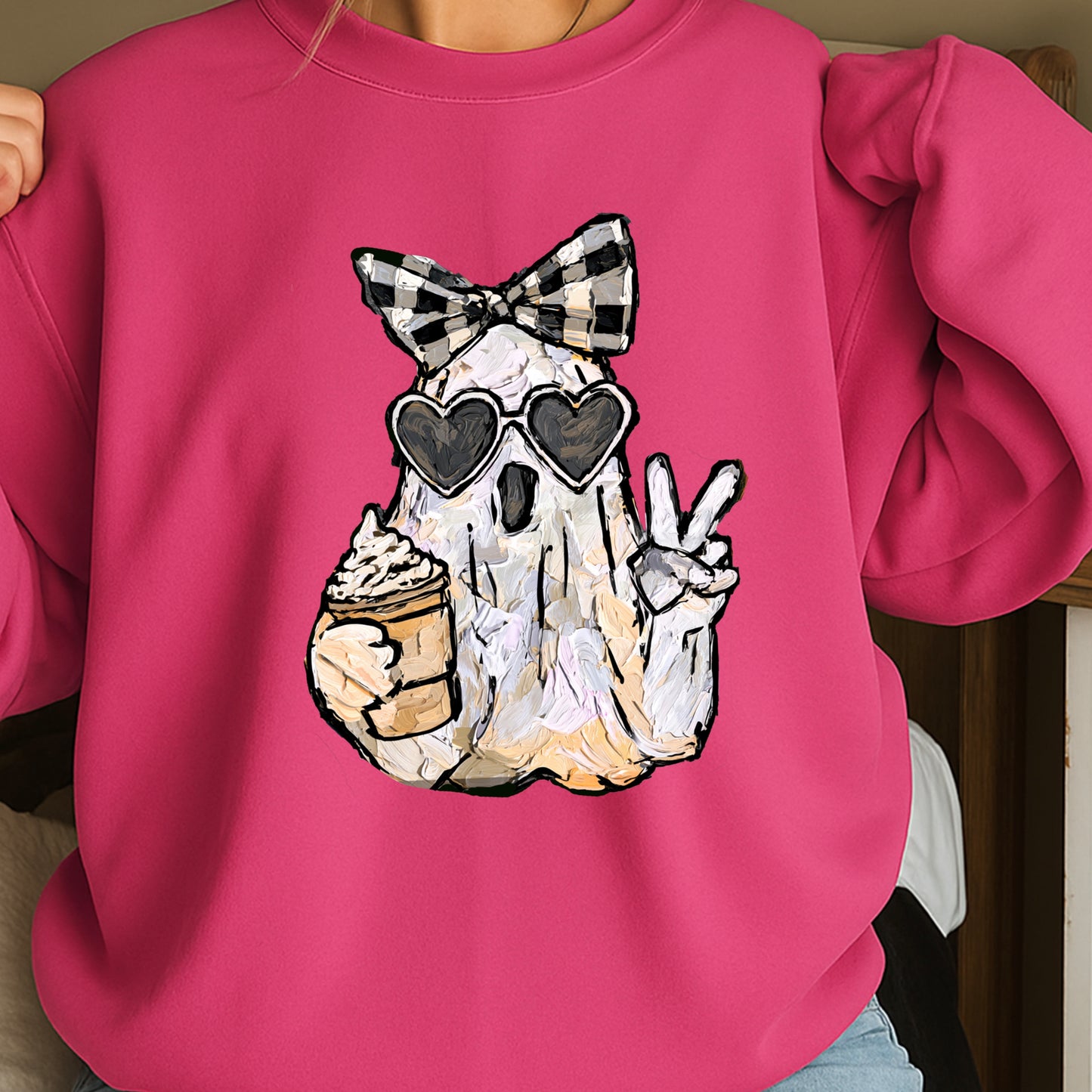 Preppy Ghost Halloween Crewneck Sweatshirt