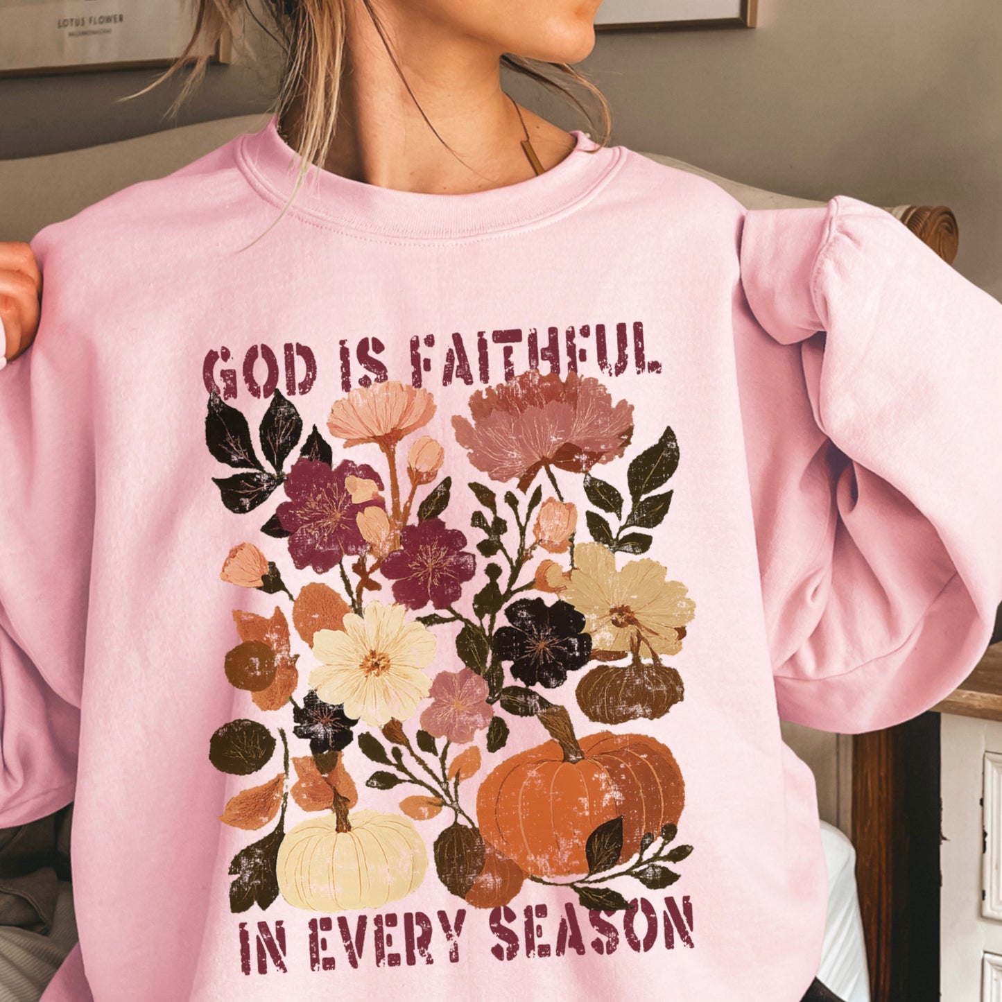 God Is Faithful In Every Season Plum Crewneck Sweatshirt