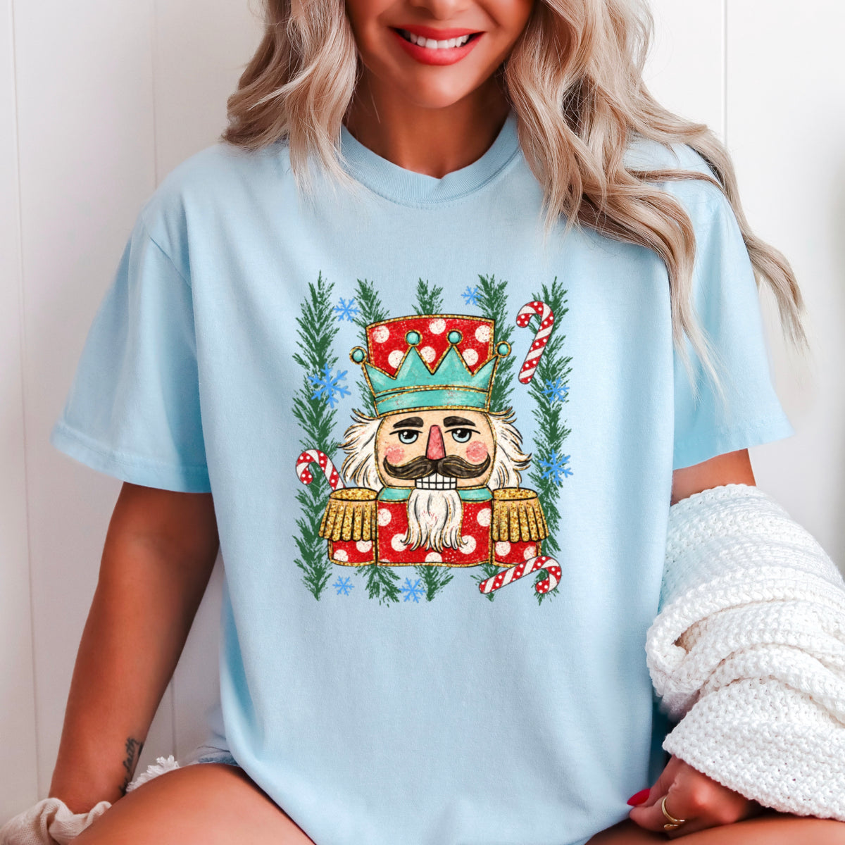 Preppy Nutcracker Christmas Comfort Color Graphic Tee