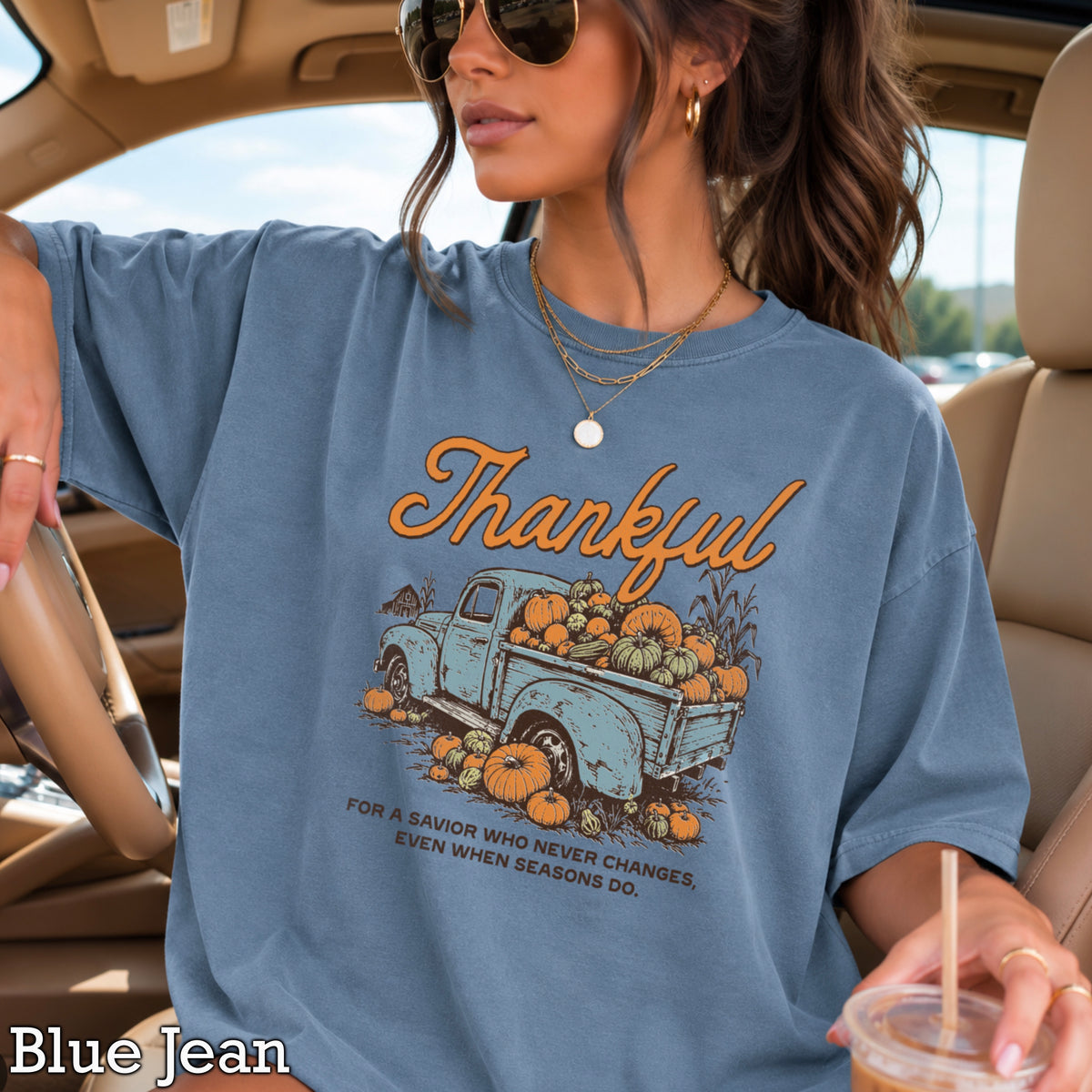 Thankful For A Savior Comfort Color Graphic Tee