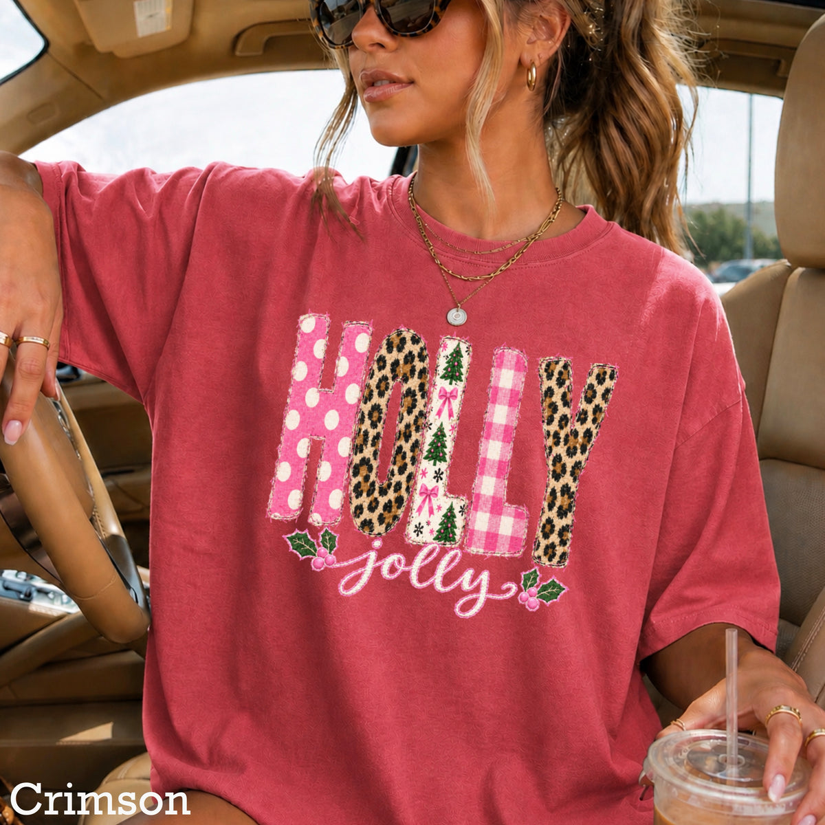 Leopard Holly Jolly Christmas Comfort Color Graphic Tee