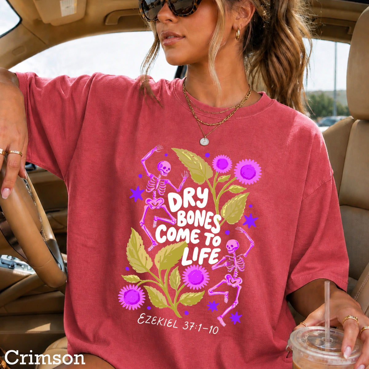 Dry Bones Come To Life Ezekiel 37 White Lettering Comfort Color Graphic Tee