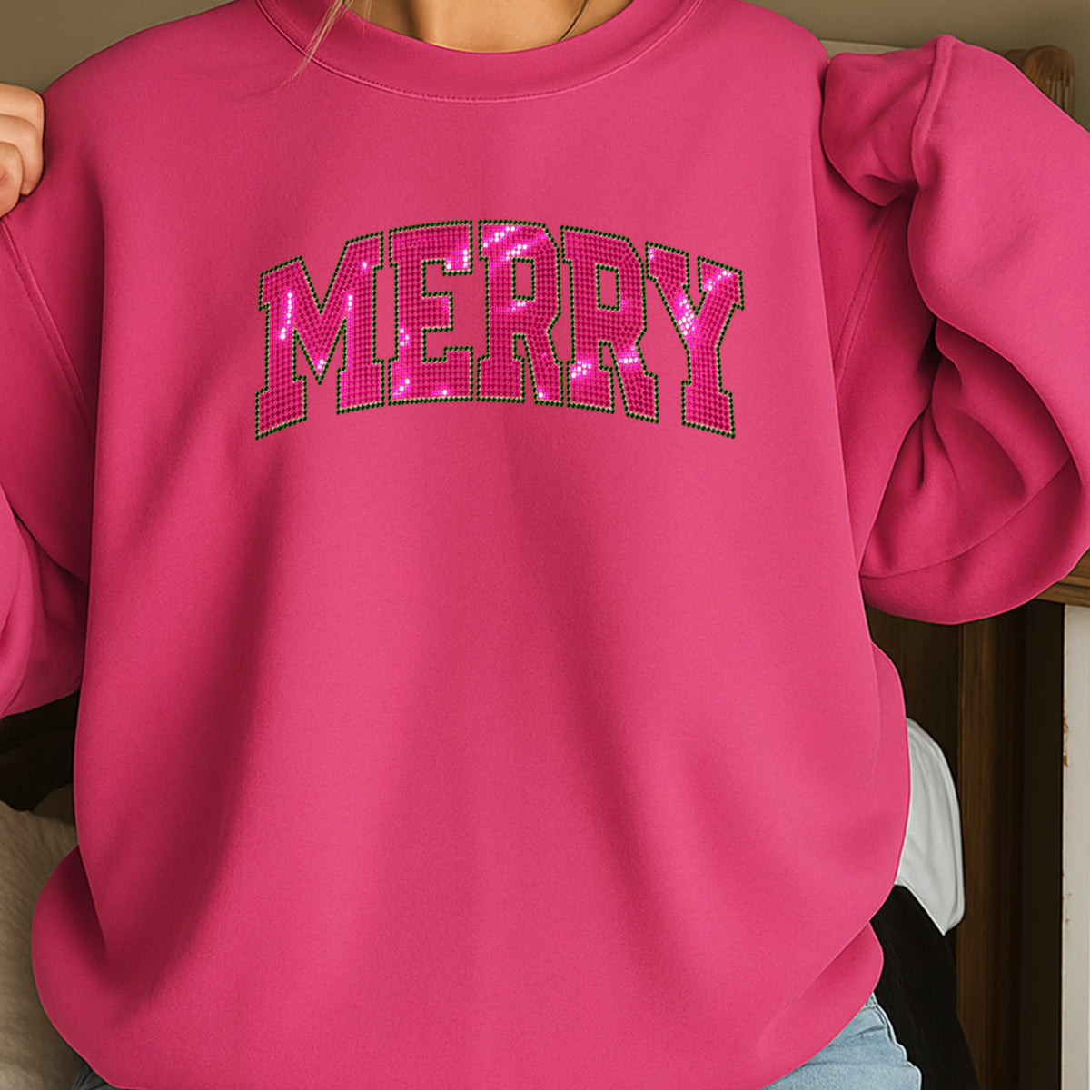 Merry Real Spangles Christmas Crewneck Sweatshirt