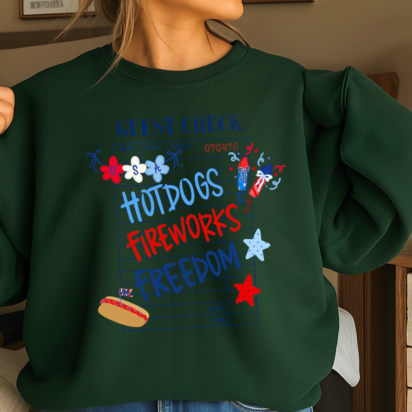 Guest Check July 4th Crewneck Sweatshirt