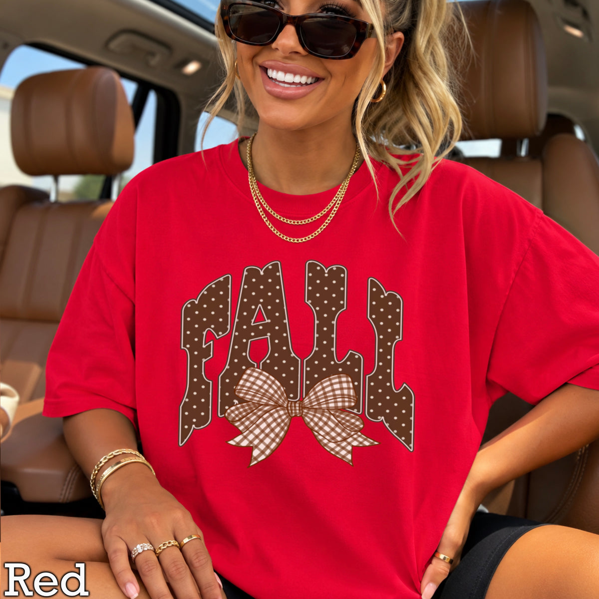 Fall Gingham Comfort Color Graphic Tee