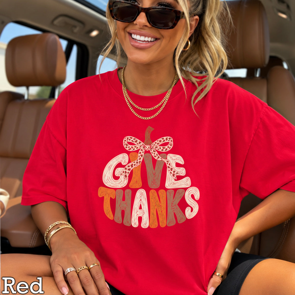 Give Thanks Thanksgiving Comfort Color Graphic Tee