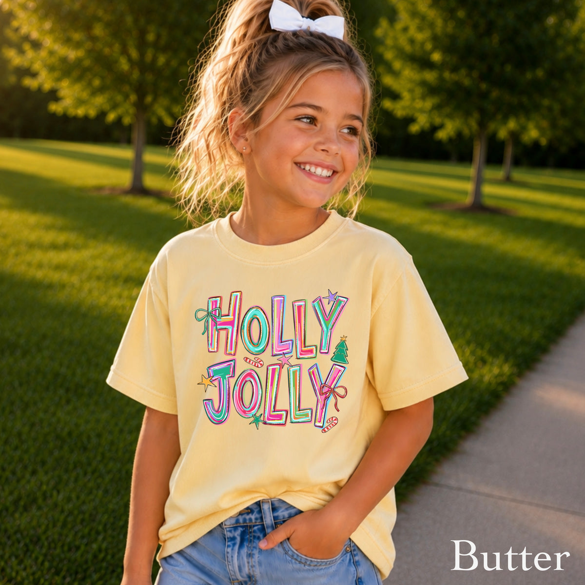 Holly Jolly Christmas Youth Comfort Color T-Shirt