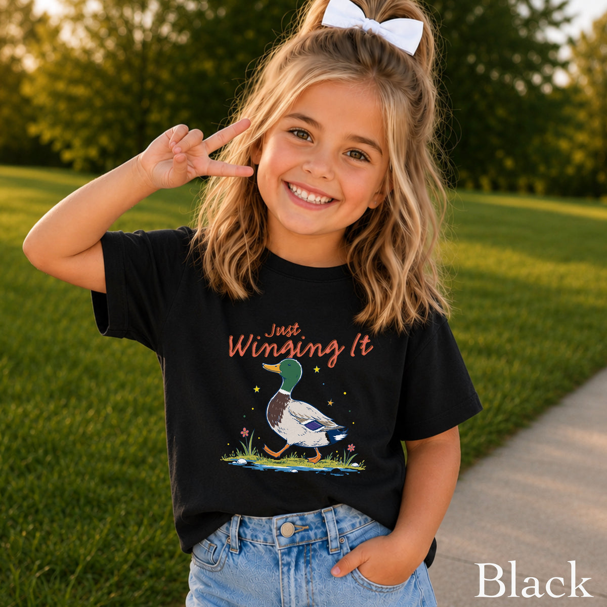 Just Winging It Mallard Duck  Youth Comfort Color T-Shirt