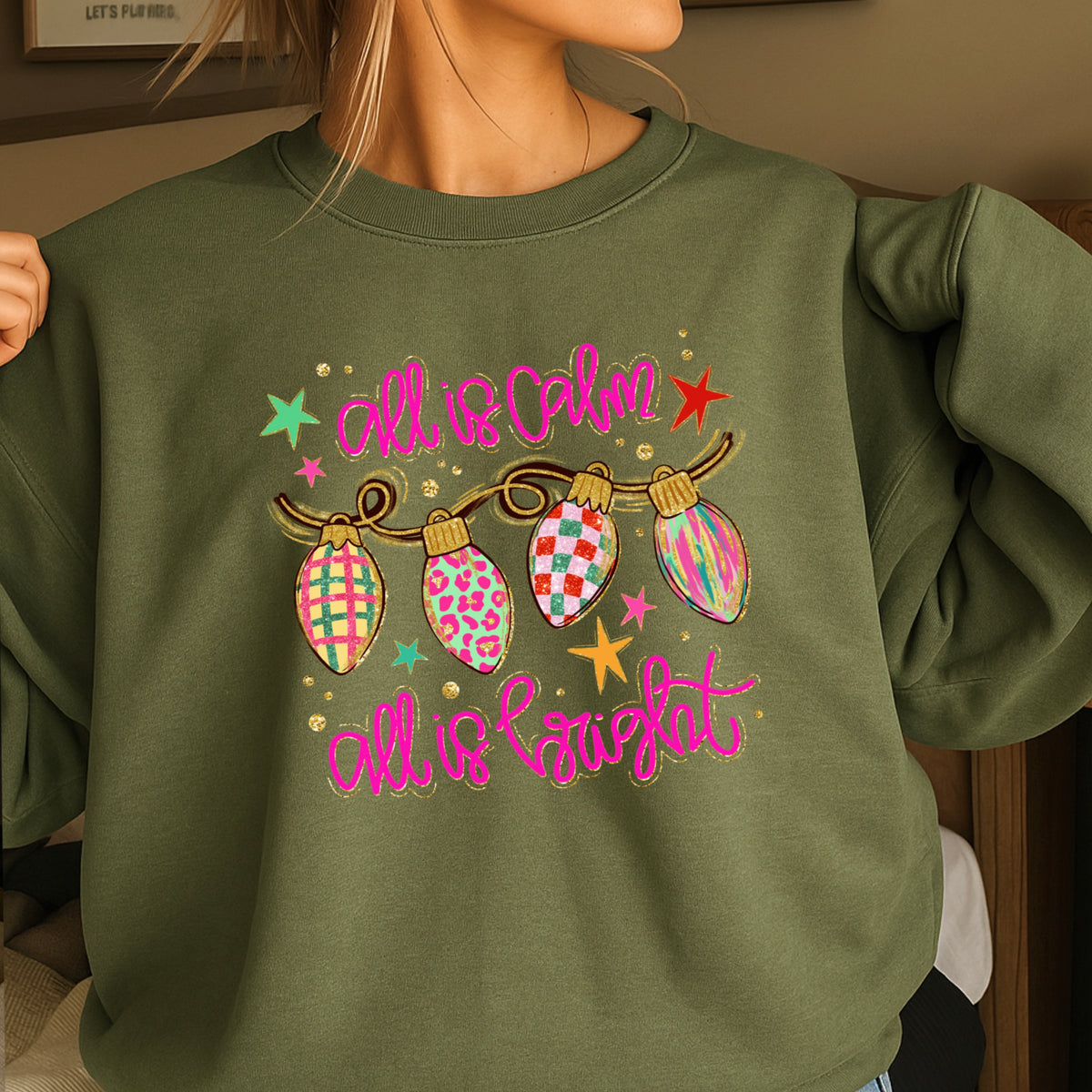 All Is Calm Christmas Crewneck Sweatshirt