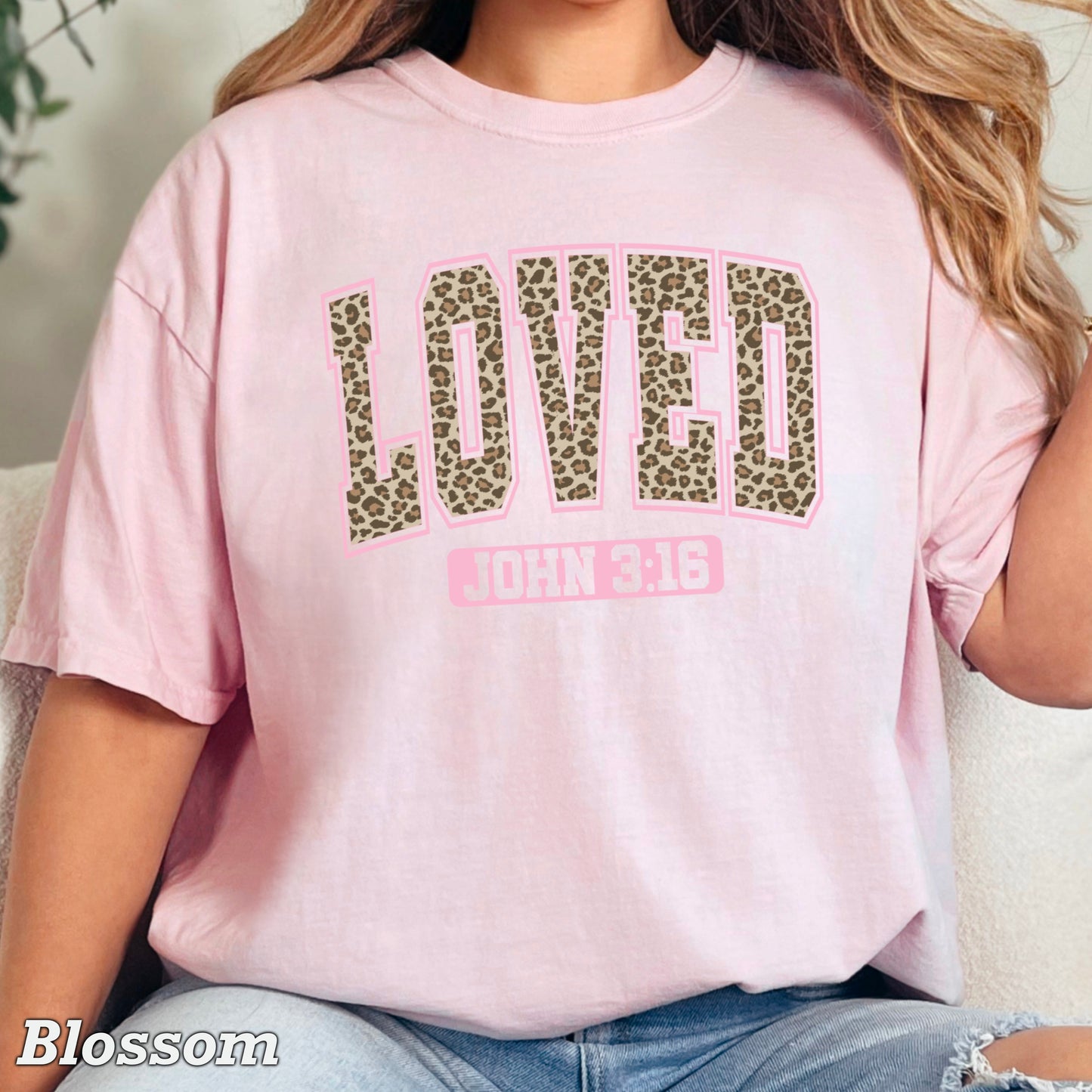 Leopard Loved John 3:16 Valentine’s Day Comfort Color Graphic Tee