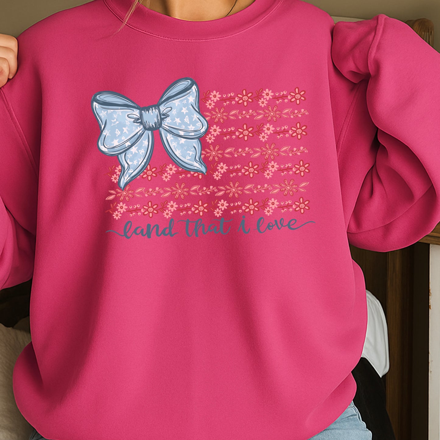 Land Of The Free Patriotic Crewneck Sweatshirt