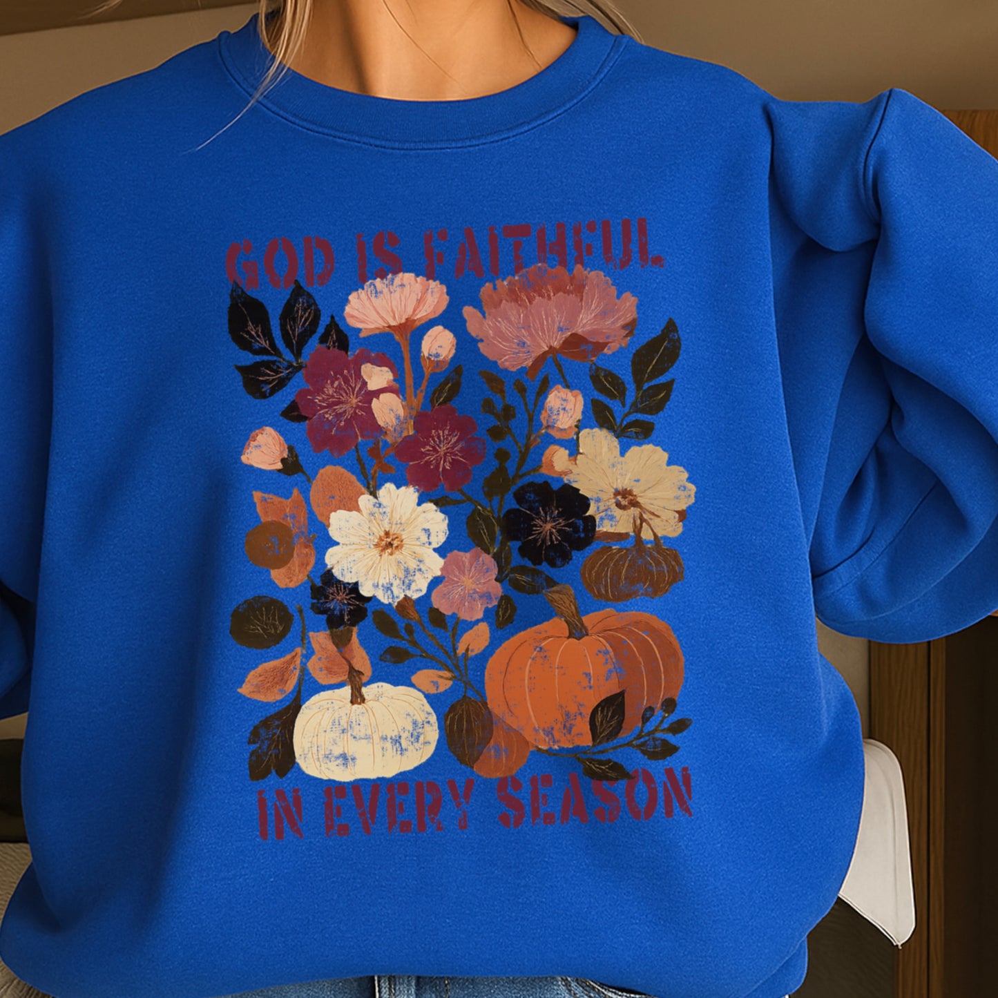 God Is Faithful In Every Season Plum Crewneck Sweatshirt