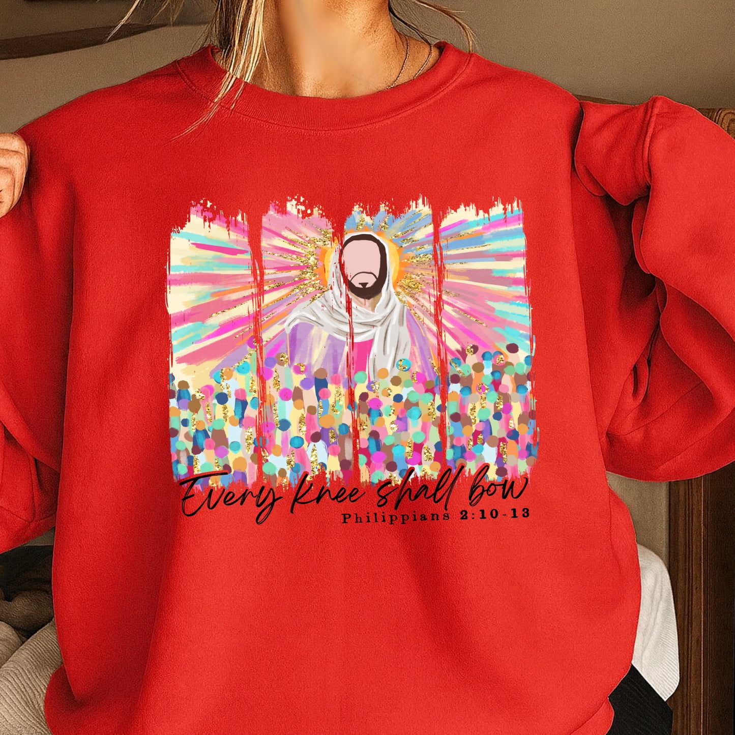 Every Knee Shall Bow Easter Crewneck Sweatshirt