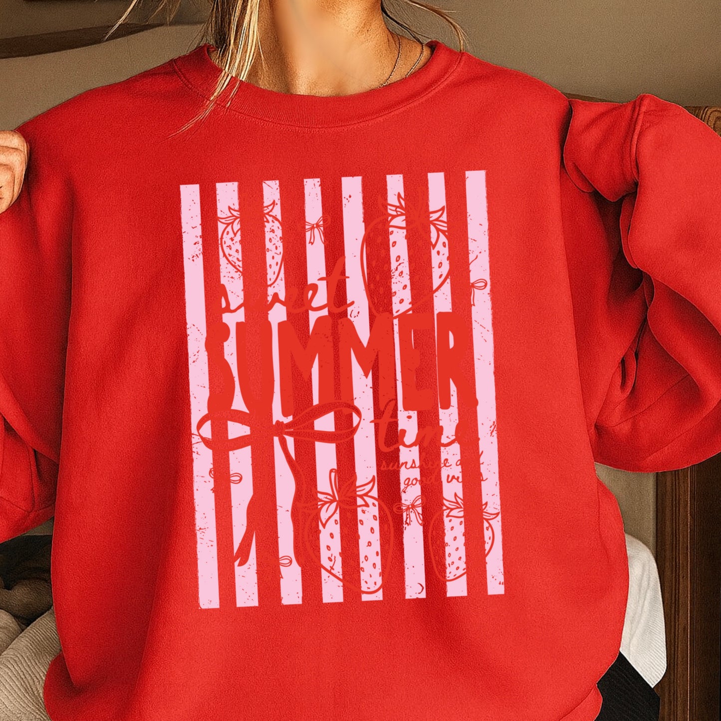 Sweet Summertime Strawberry Crewneck Sweatshirt