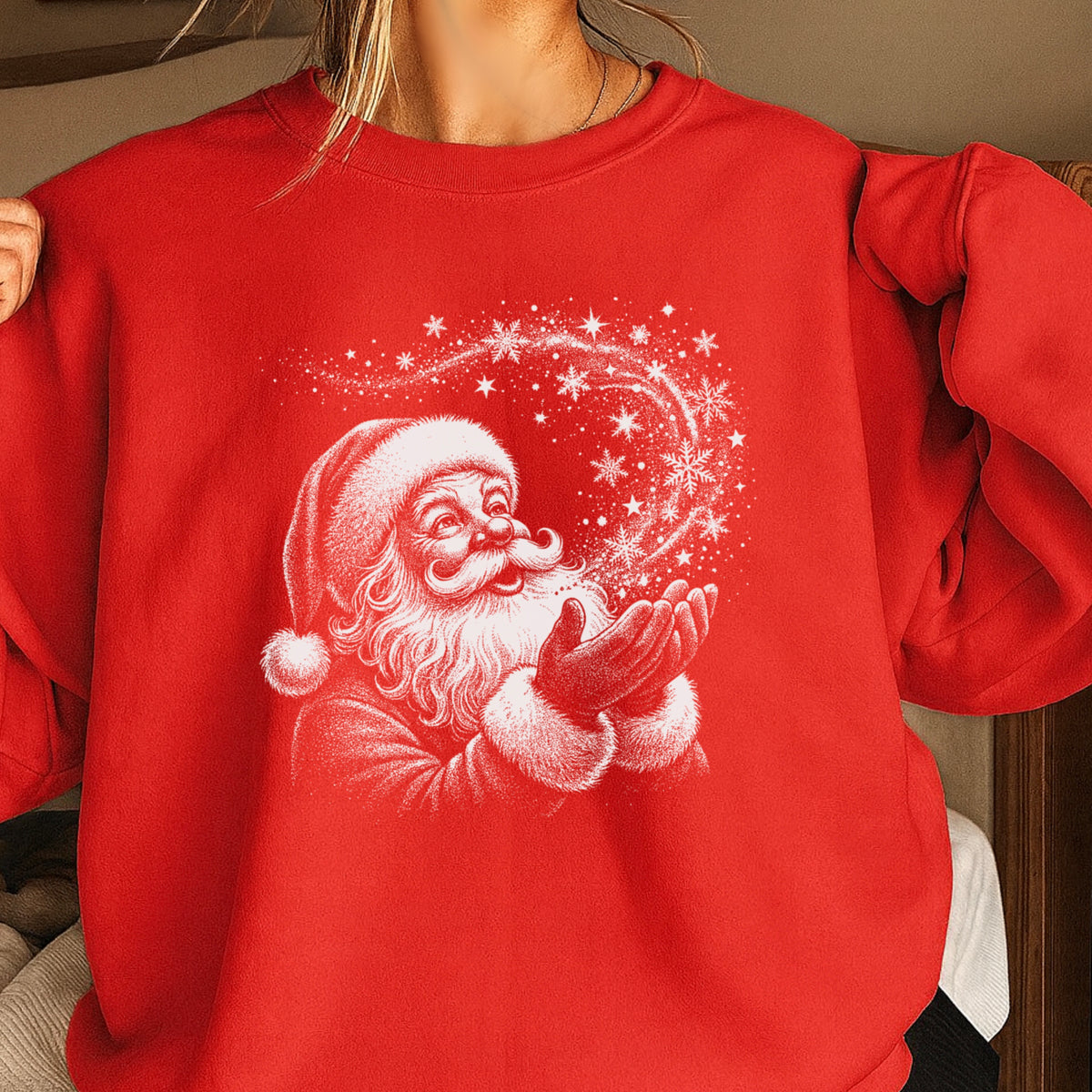 Santa Snowflakes Christmas Crewneck Sweatshirt