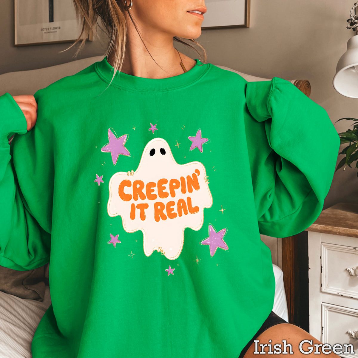 Creepin It Real Halloween Crewneck Sweatshirt