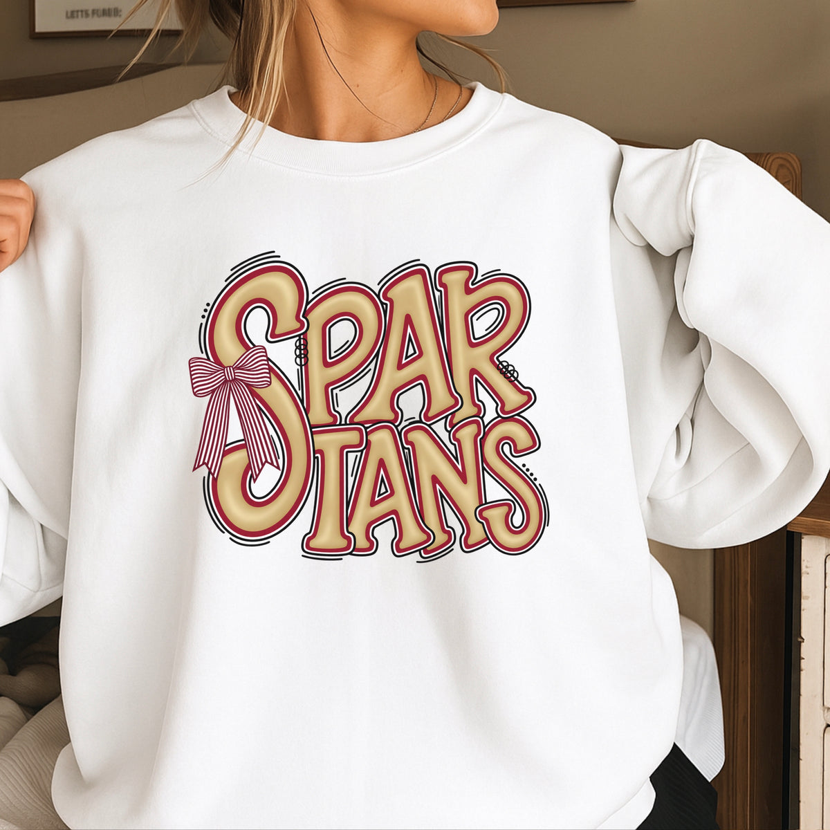 Spartans Coquette Bow Crewneck Sweatshirt