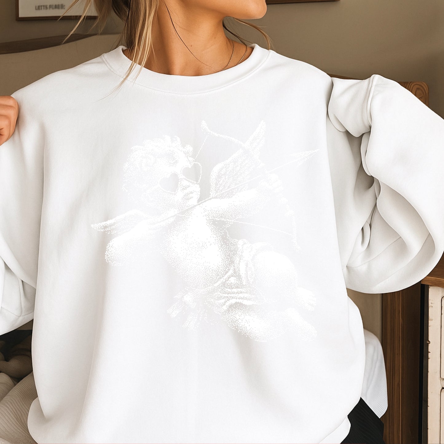 Halftone Cupid Valentine’s Day Crewneck Sweatshirt