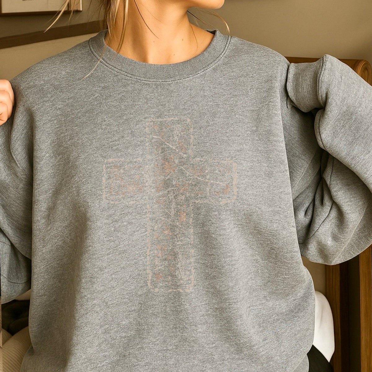 Camo Cross Christian Crewneck Sweatshirt
