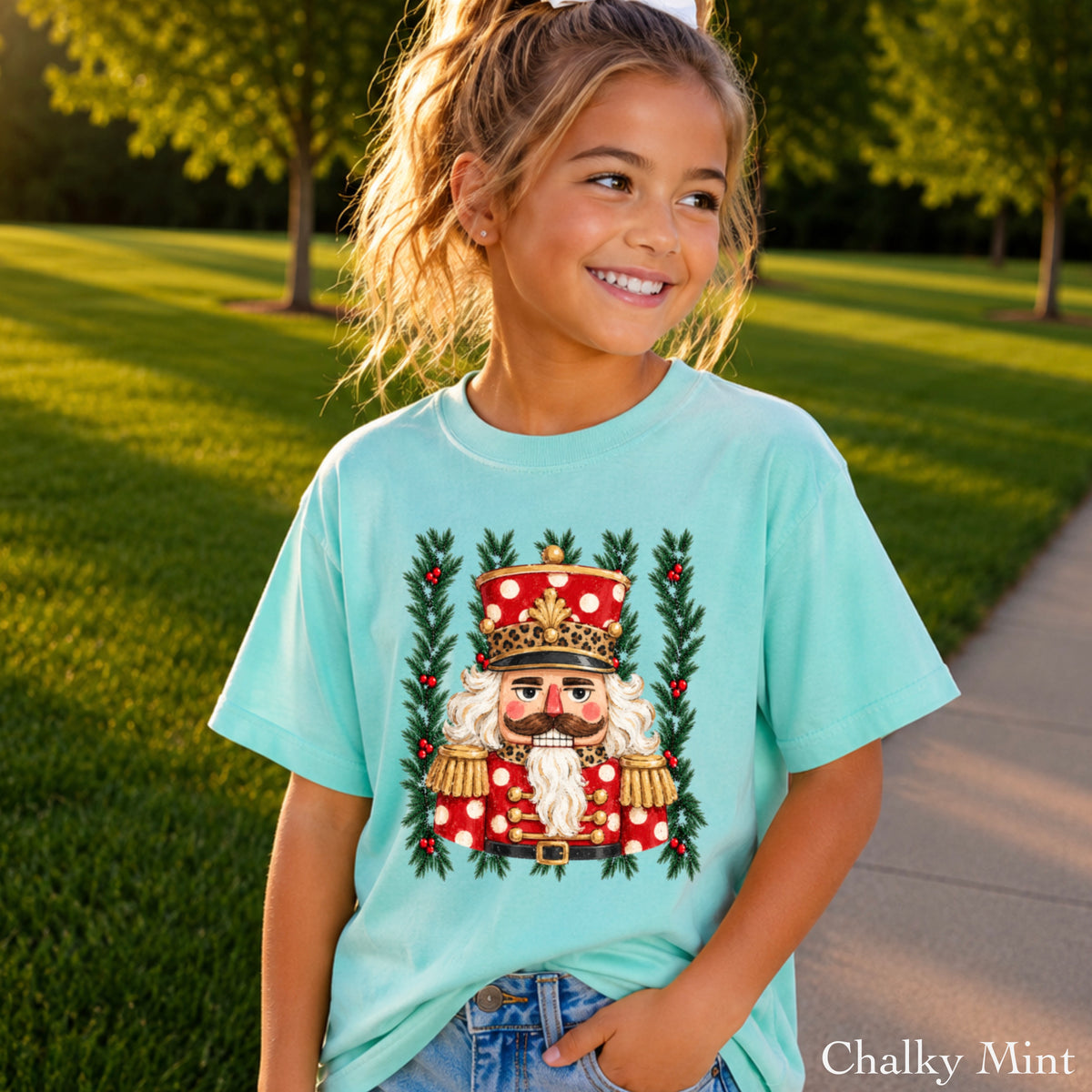 Preppy Nutcracker Christmas Youth Comfort Color T-Shirt