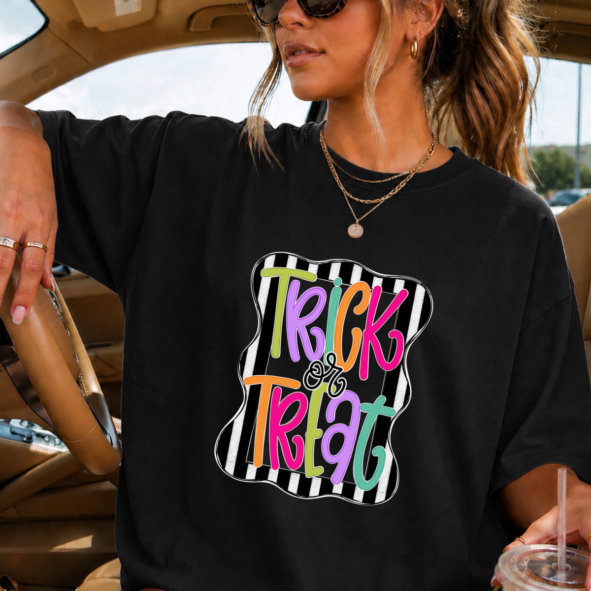 Trick Or Treat Halloween Comfort Color Graphic Tee