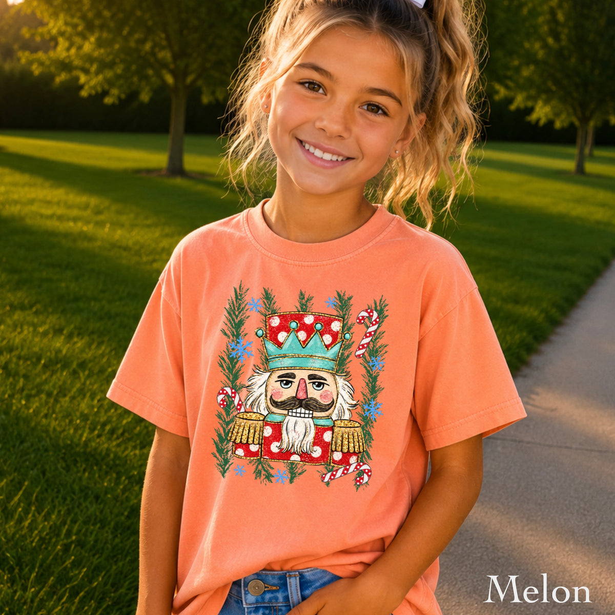Preppy Nutcracker Christmas Youth Comfort Color T-Shirt