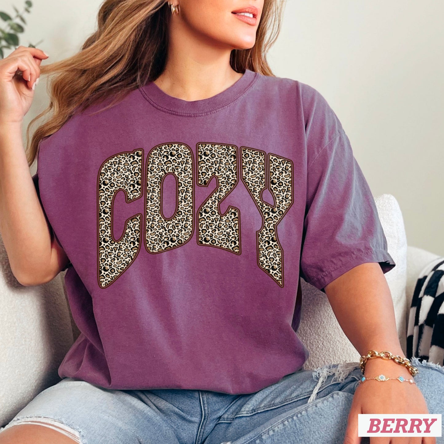 Leopard Cozy Fall Comfort Color Graphic Tee
