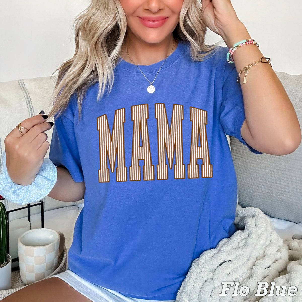 Mama Brown Seersucker Comfort Color Graphic Tee