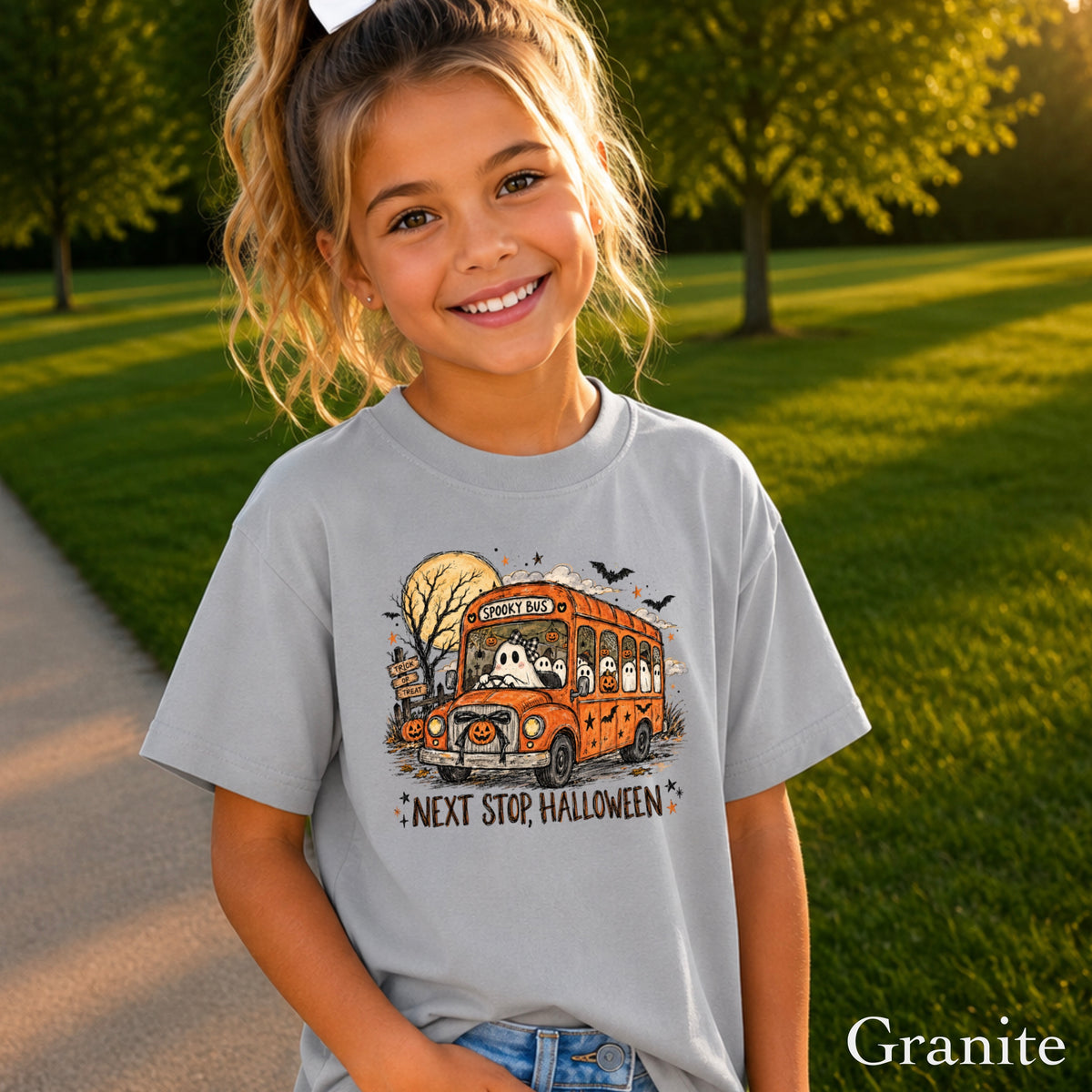 Next Stop Halloween Youth Comfort Color T-Shirt