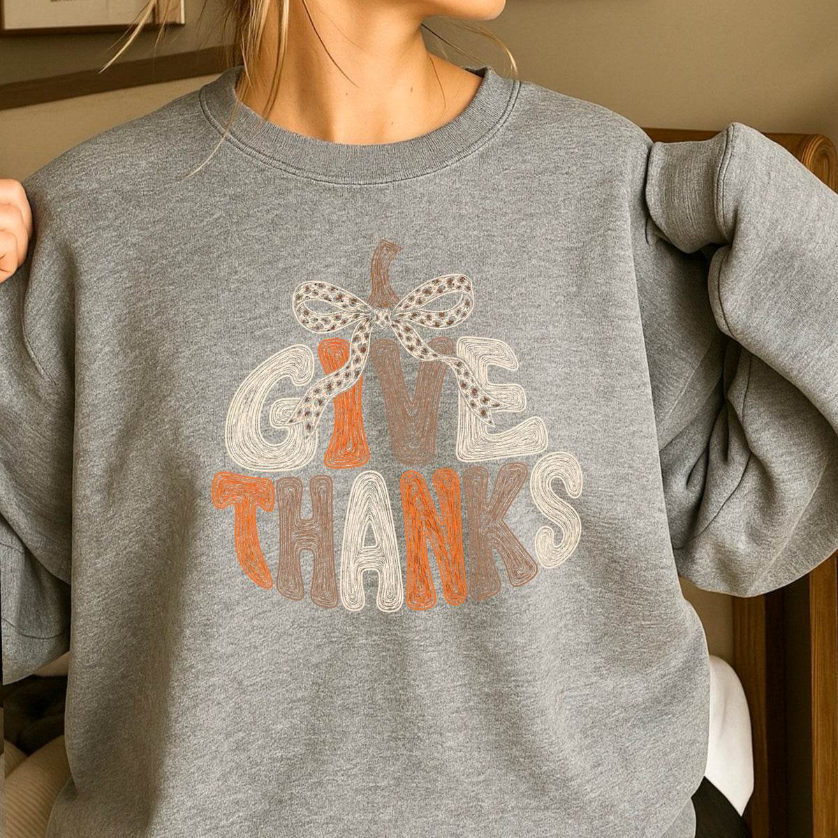 Give Thanks Thanksgiving Crewneck Sweatshirt