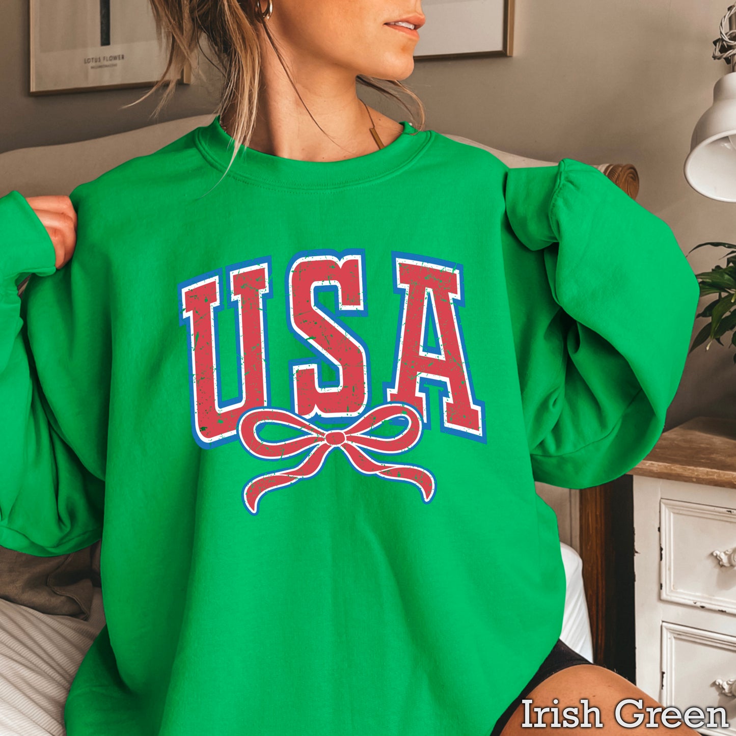 USA Coquette Bow Crewneck Sweatshirt