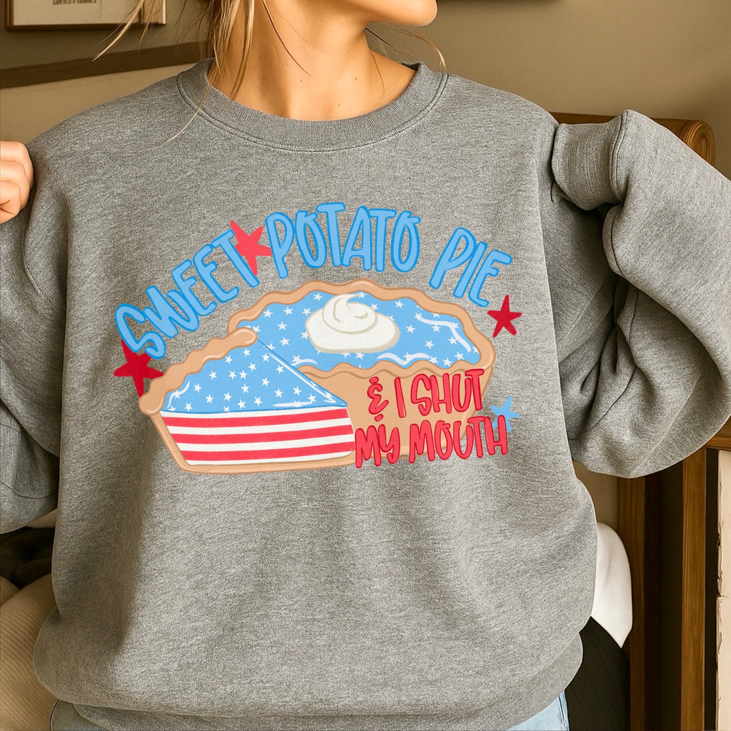 Sweet Potato Pie Patriotic Crewneck Sweatshirt