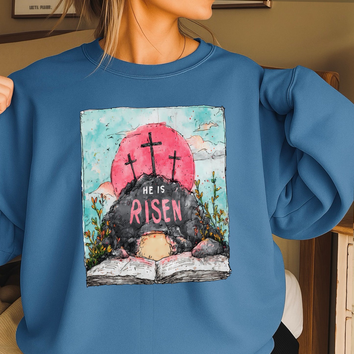 He Is Risen Easter Crewneck Sweatshirt
