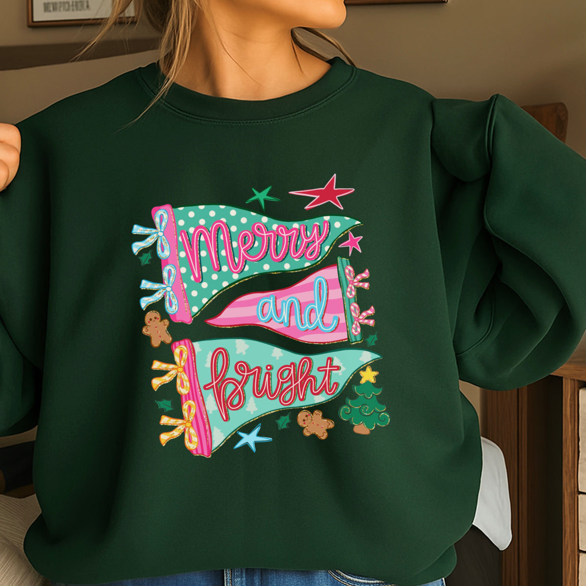 Merry And Bright Christmas Crewneck Sweatshirt