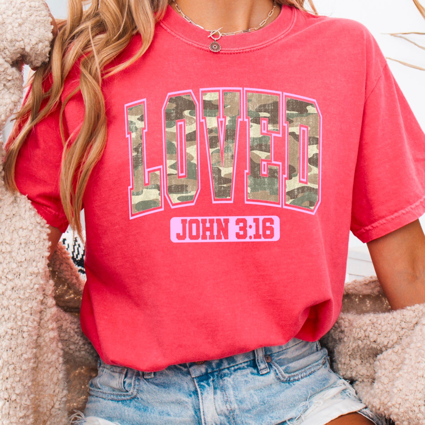 Camo John 3:16 Valentine’s Day Comfort Color Graphic Tee