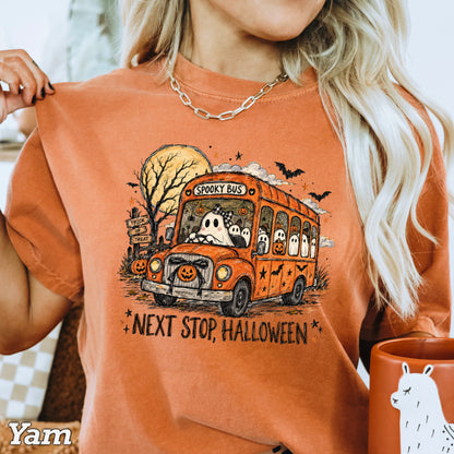 Next Stop Halloween Comfort Color Graphic Tee