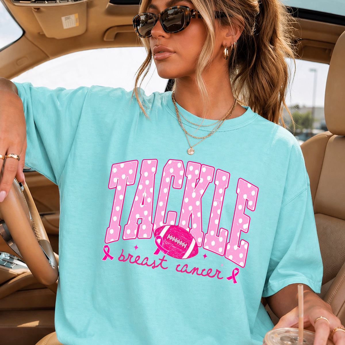 Tackle Breast Cancer Comfort Color Graphic Tee
