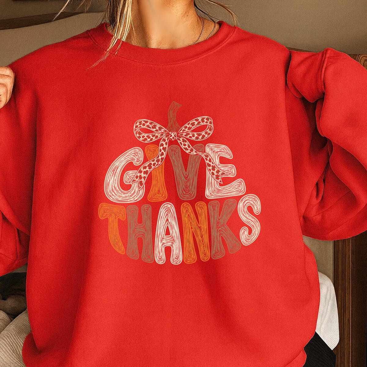 Give Thanks Thanksgiving Crewneck Sweatshirt