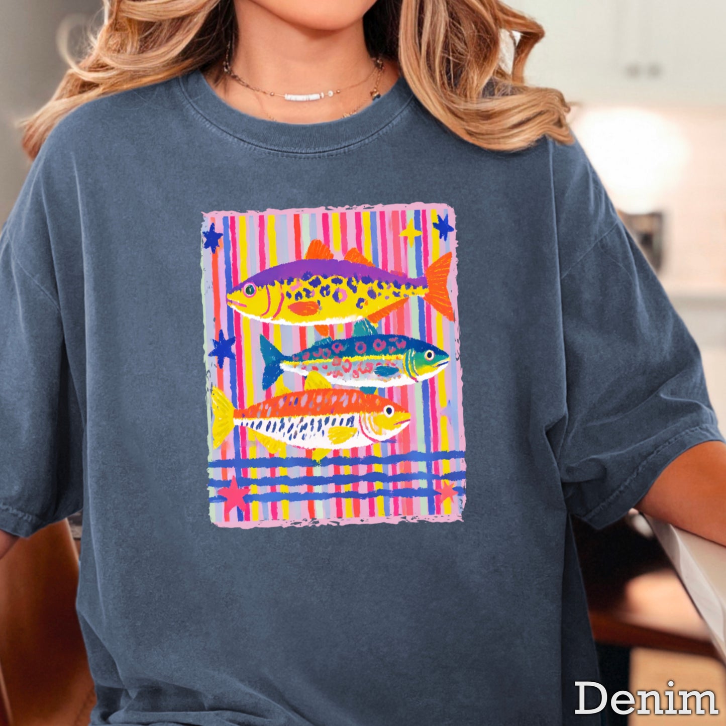 Preppy Fish Comfort Color Graphic Tee