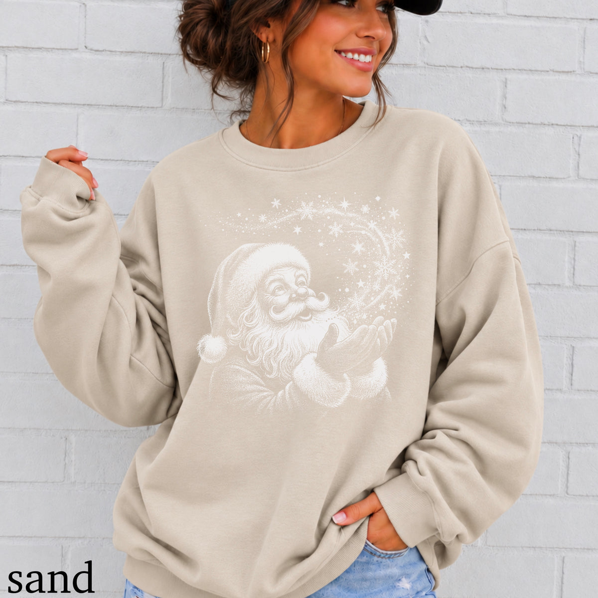 Santa Snowflakes Christmas Crewneck Sweatshirt