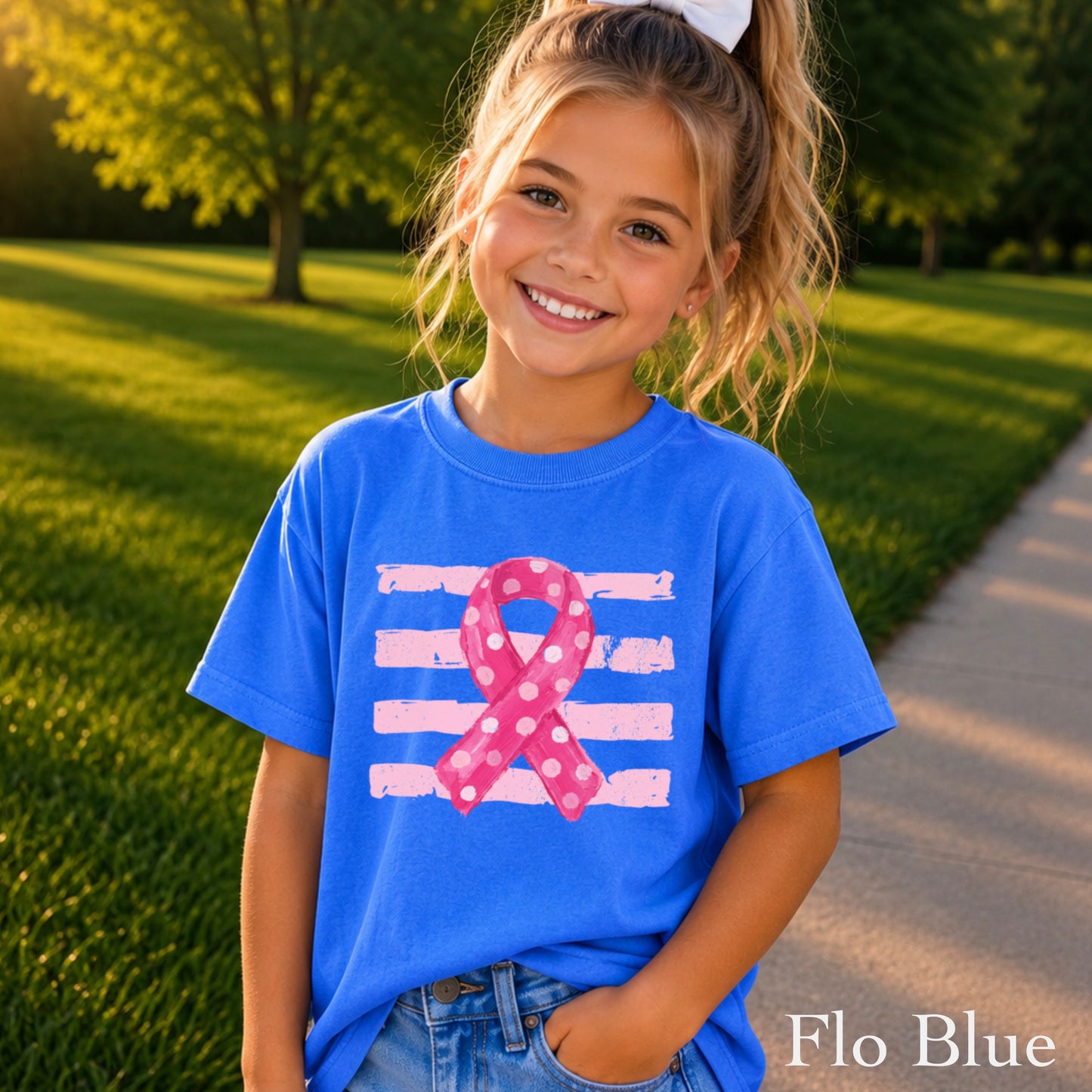 Breast Cancer Awareness Ribbon Youth Comfort Color T-Shirt
