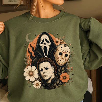 Floral Halloween Characters Crewneck Sweatshirt
