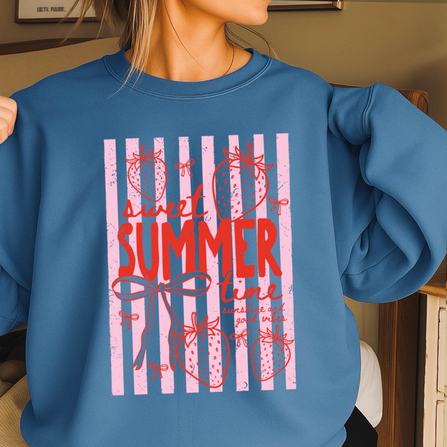 Sweet Summertime Strawberry Crewneck Sweatshirt