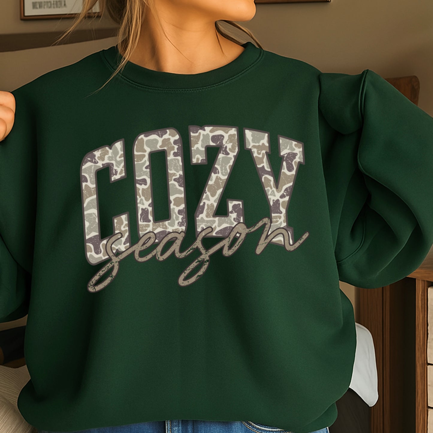 Camo Cozy Season Crewneck Sweatshirt