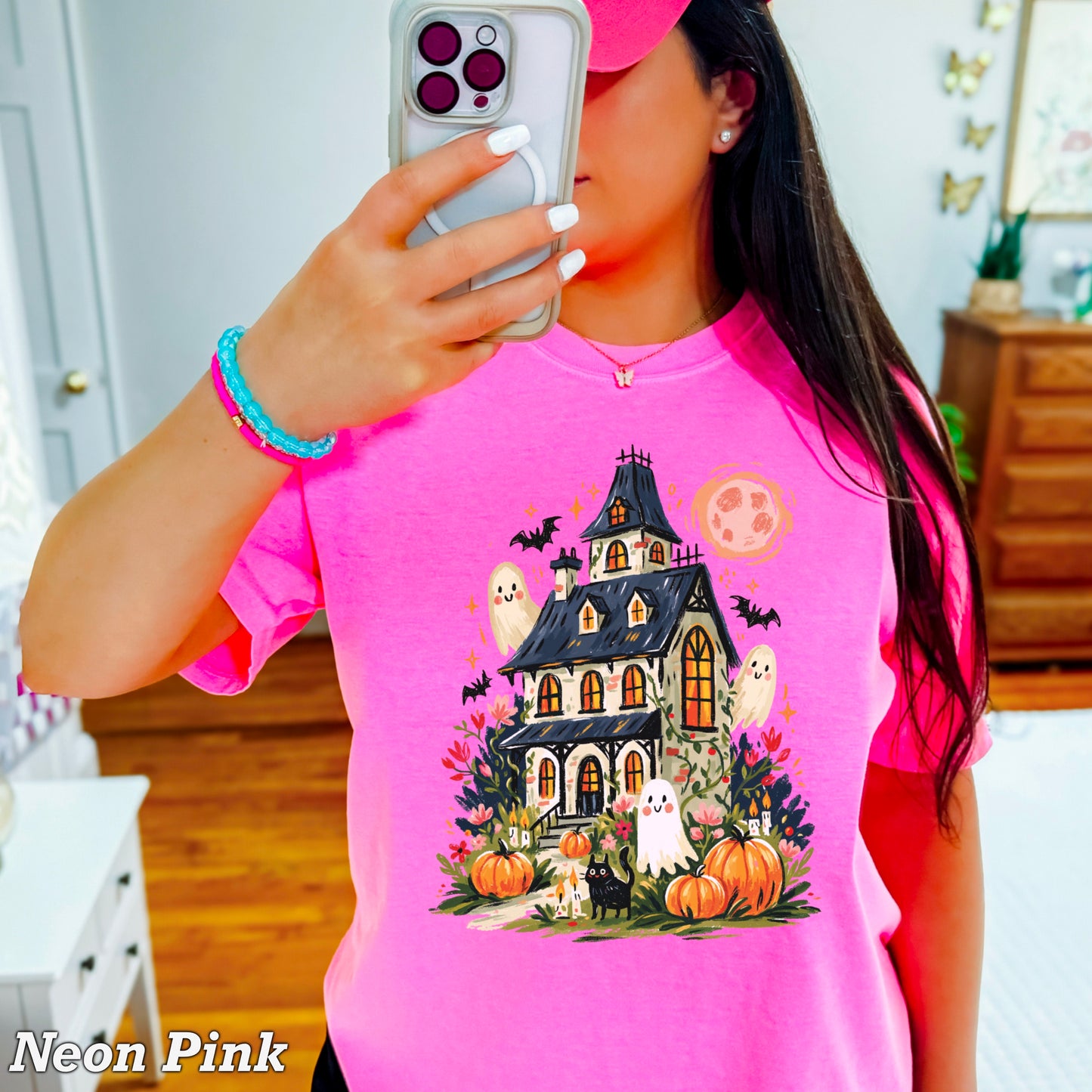 Haunted House Halloween Comfort Color Graphic Tee