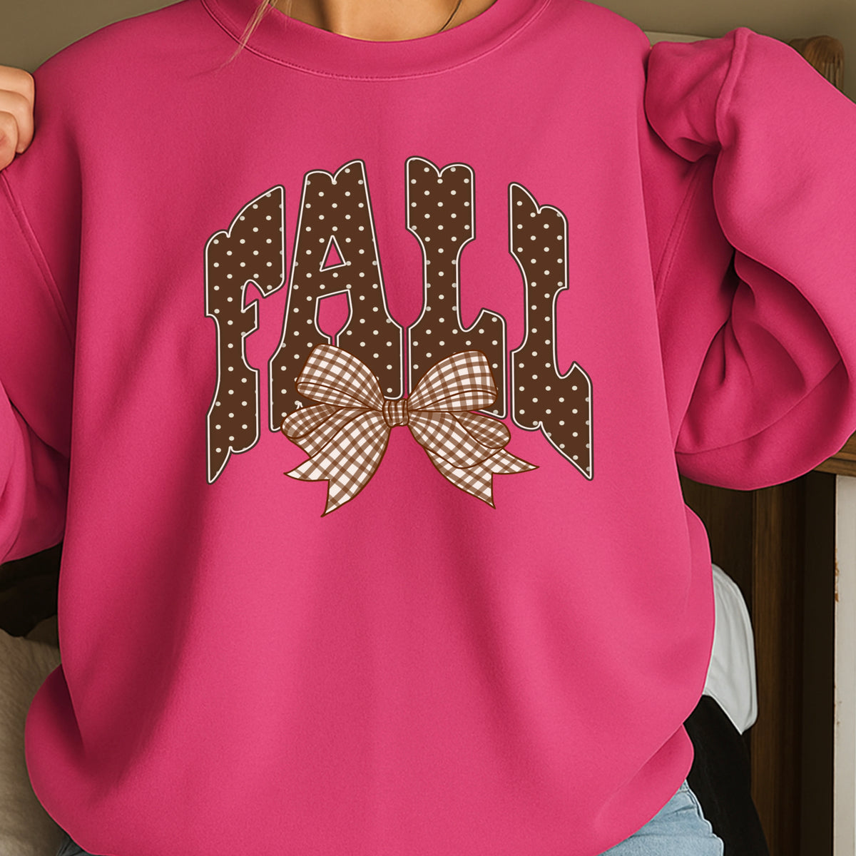 Fall Gingham Crewneck Sweatshirt