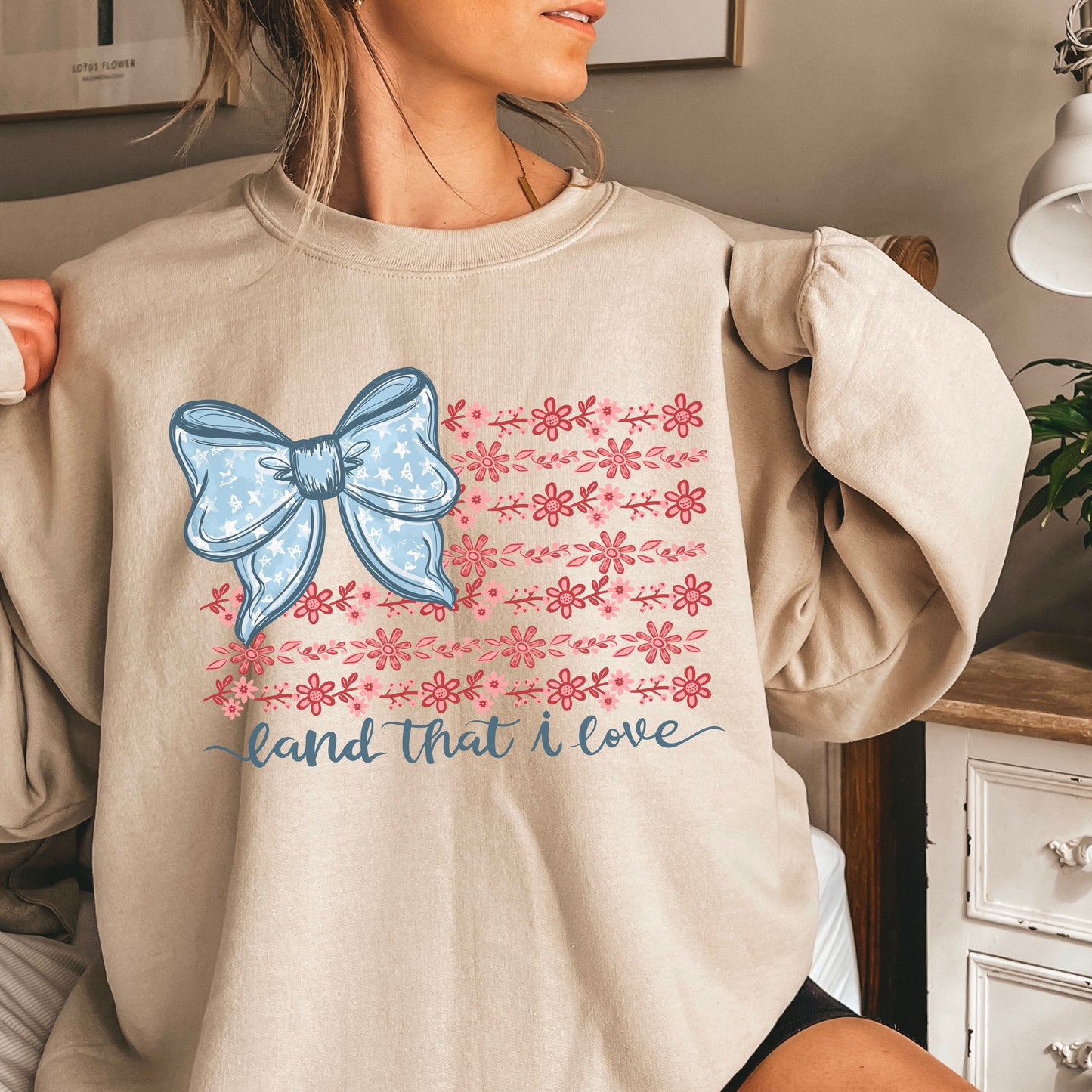 Land Of The Free Patriotic Crewneck Sweatshirt