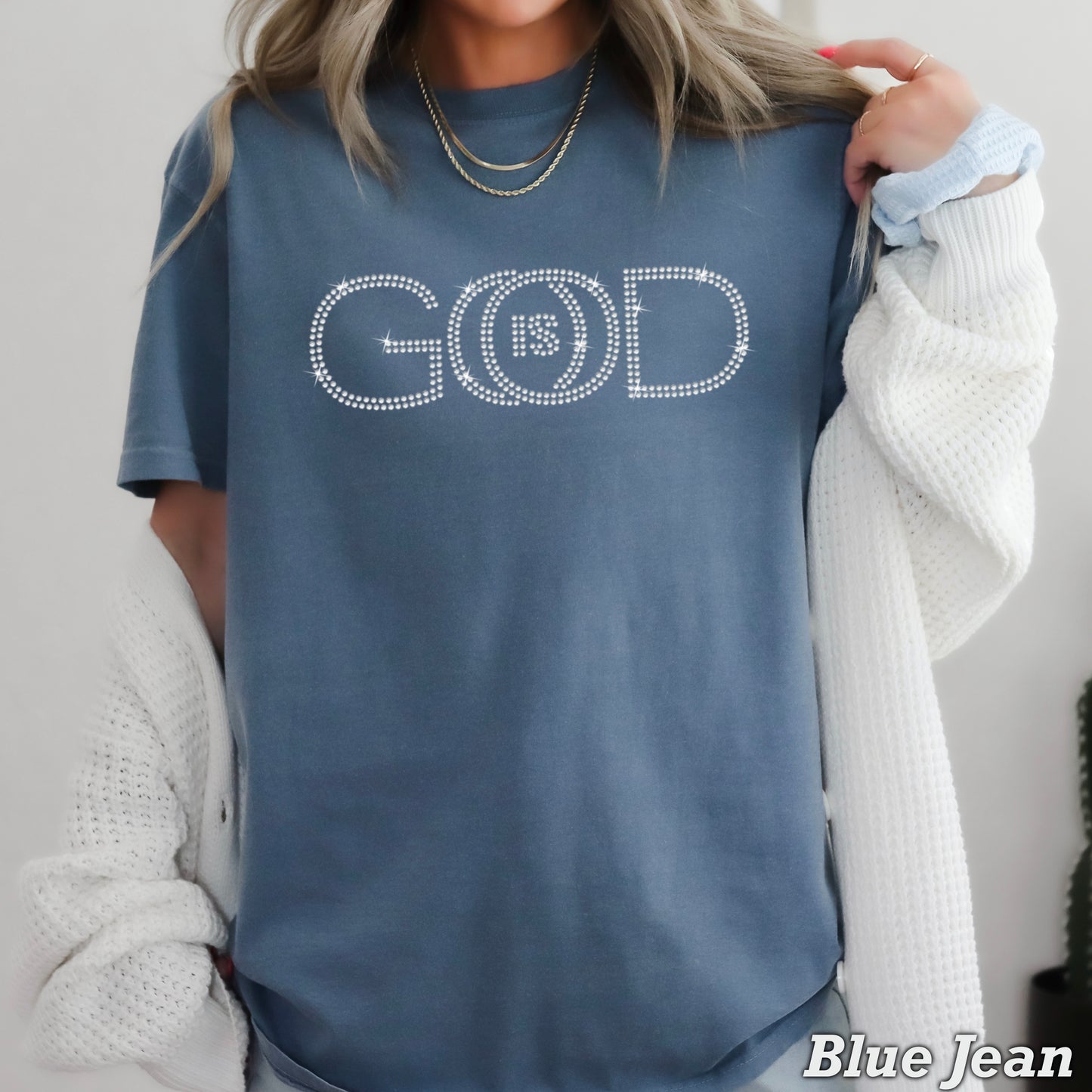 God Is Good Comfort Color Rhinestone Tee