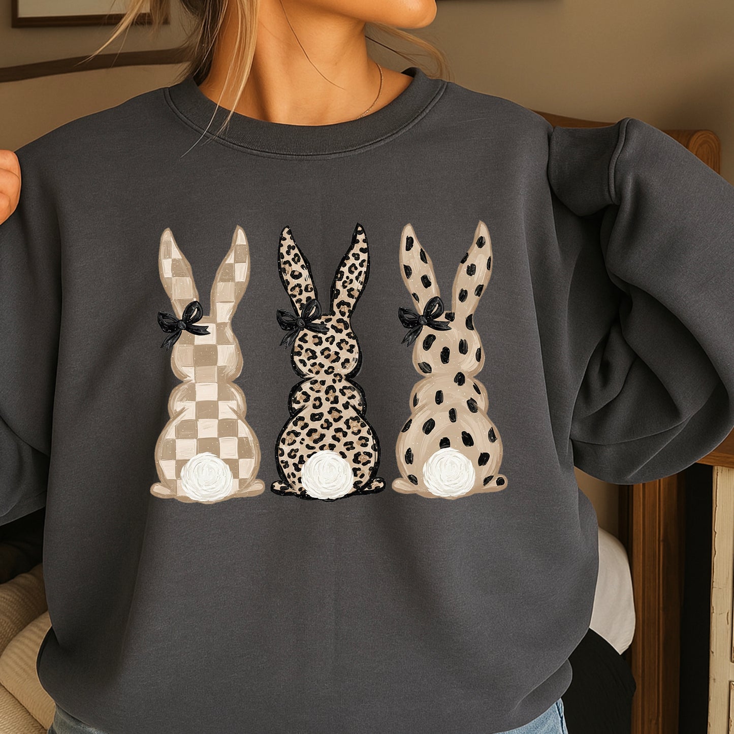 Ester Rabbits Trio Easter Crewneck Sweatshirt
